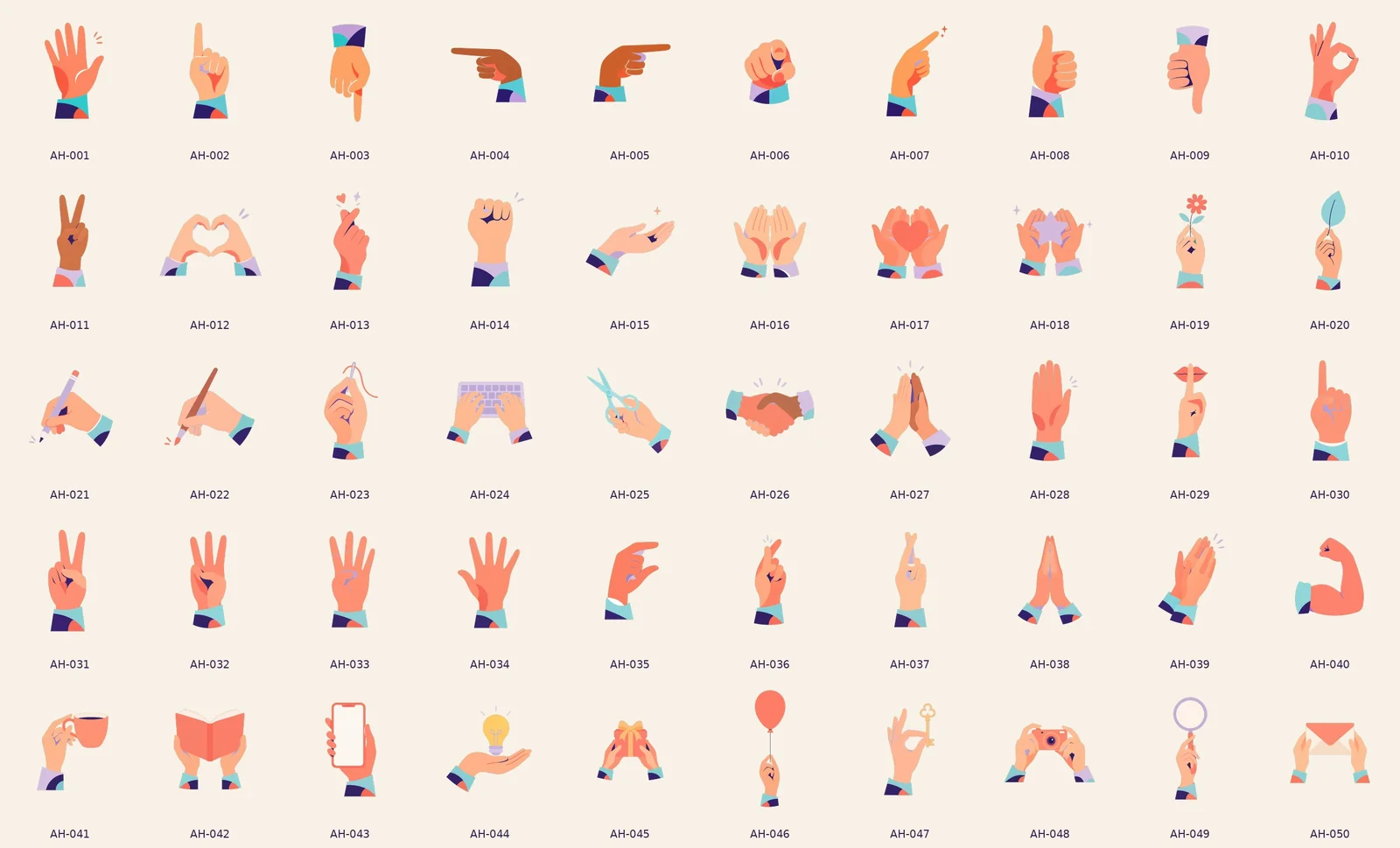 All Hands: every illustration in the collection on one sheet