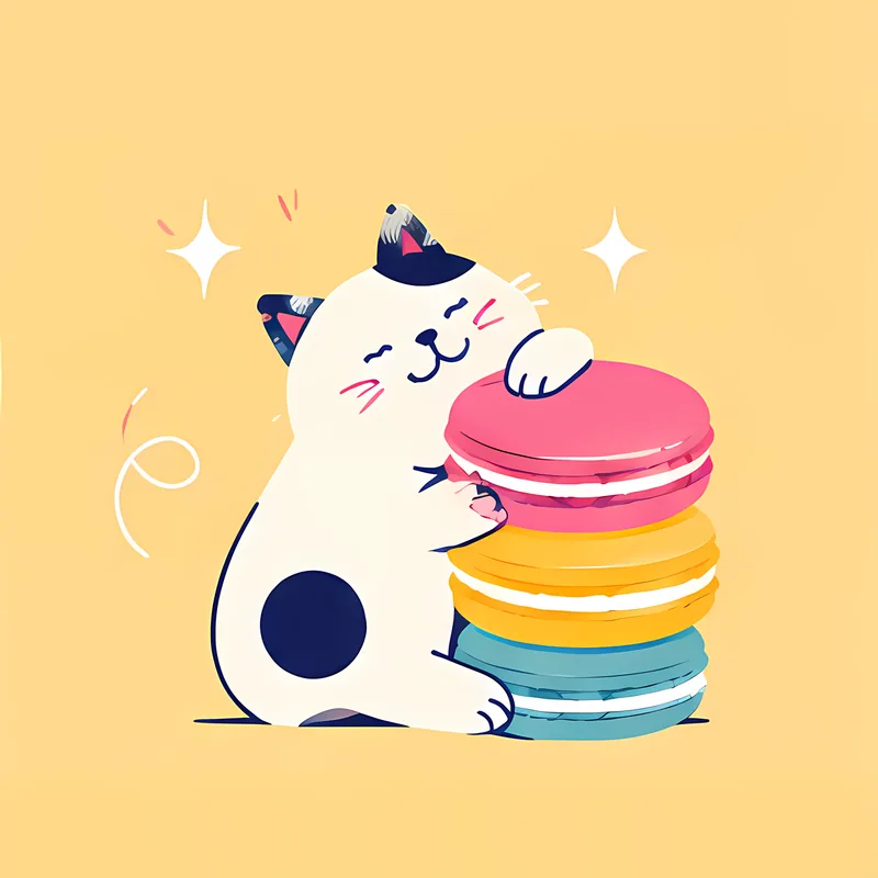 Cats & Macarons illustration