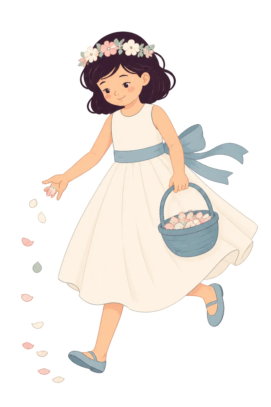 Flower Girl in Motion, Flat style