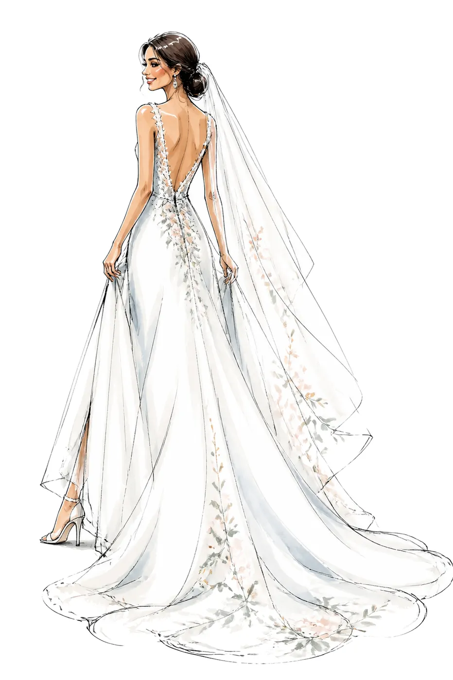 Bride, Back and Veil, Fashion style