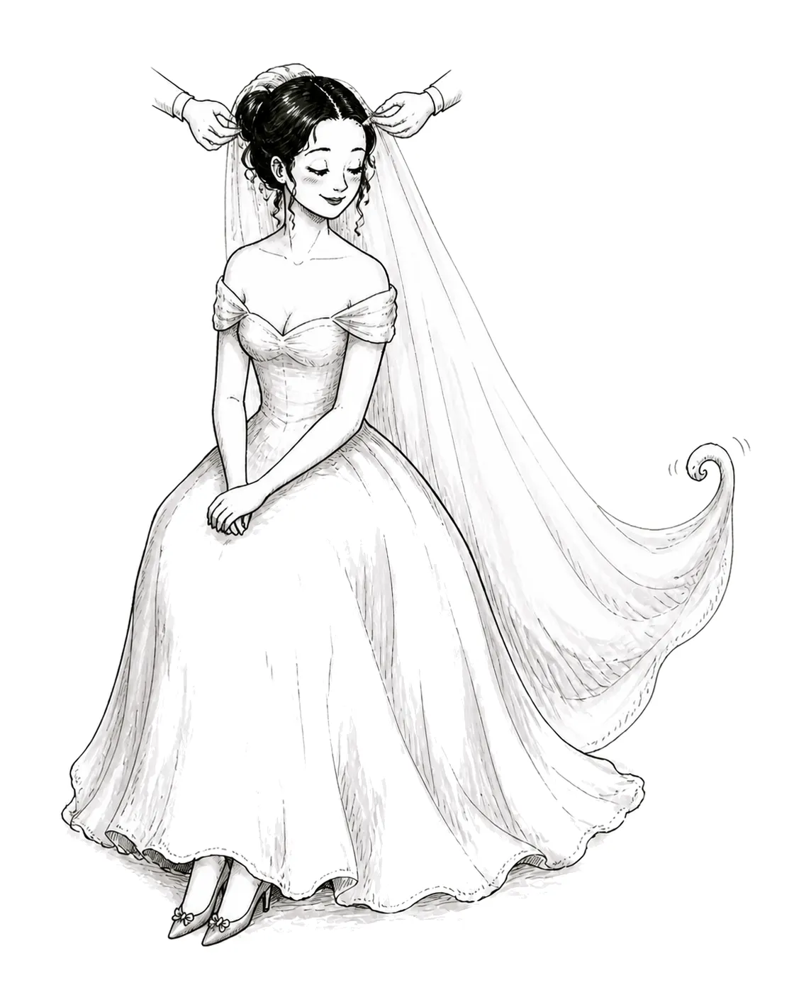 Veil Being Placed, Curiosa style