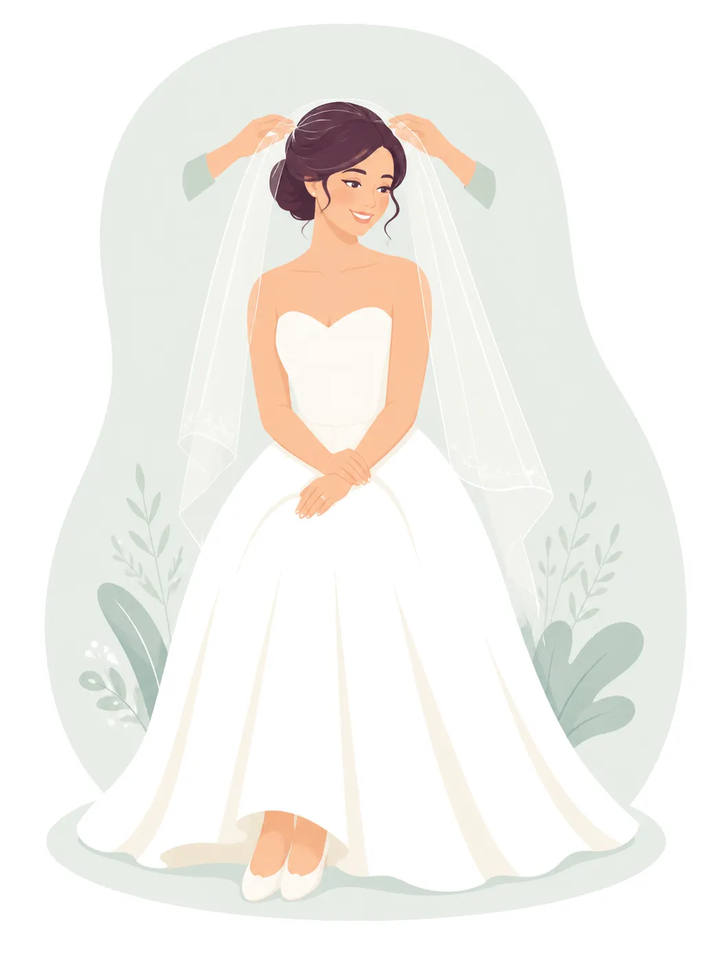Veil Being Placed, Flat style