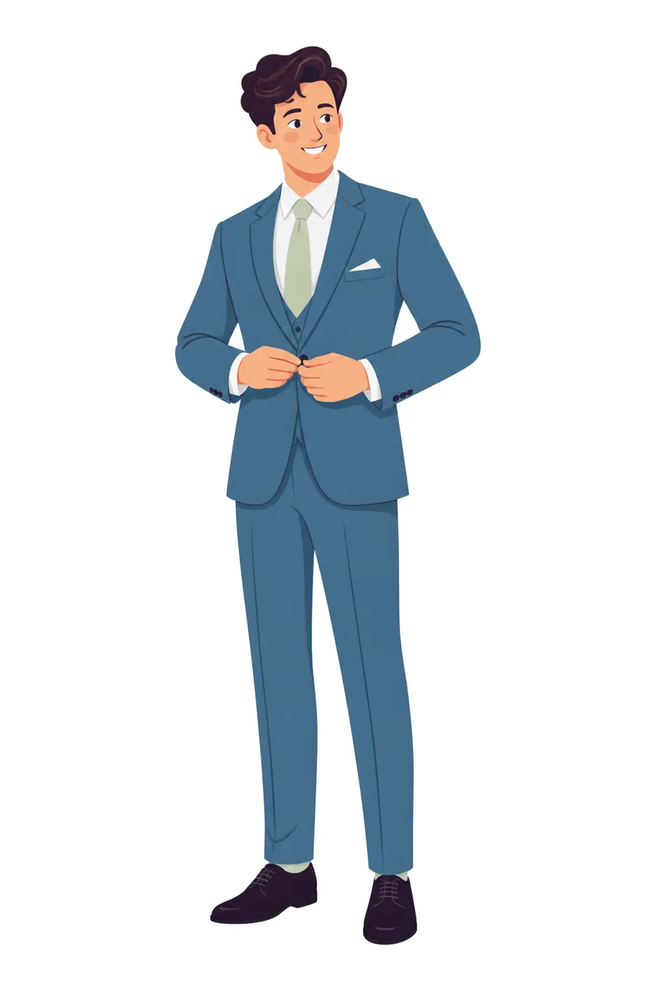 Buttoning the Jacket, Flat style