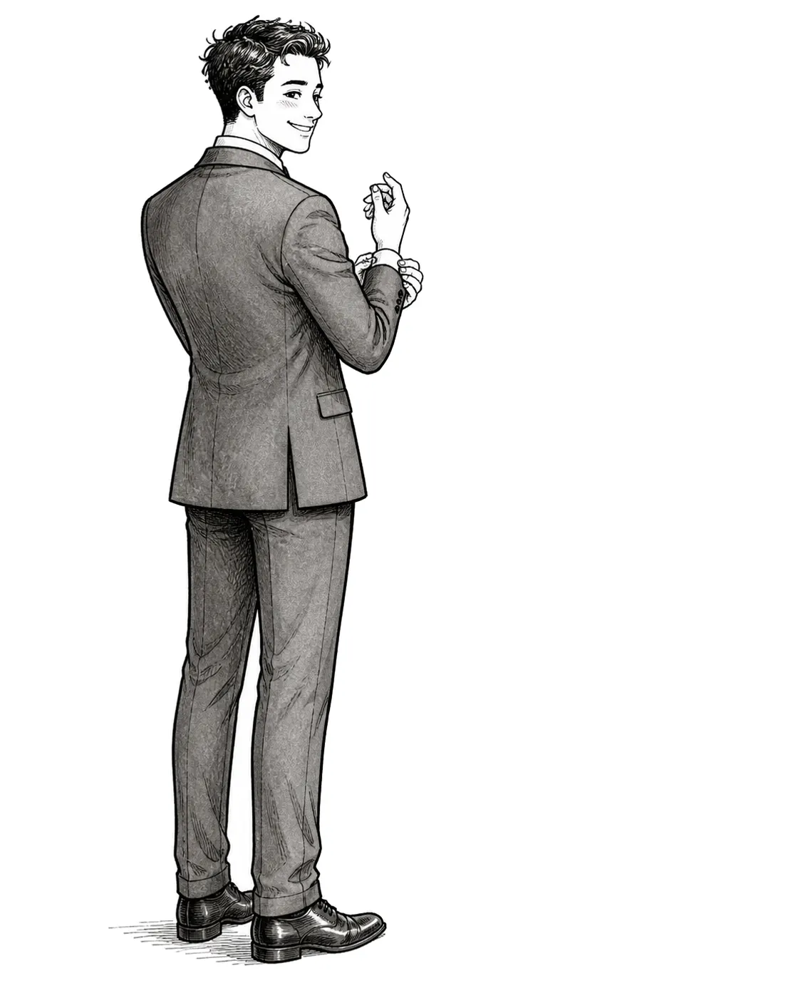 Groom, Back View, Curiosa style