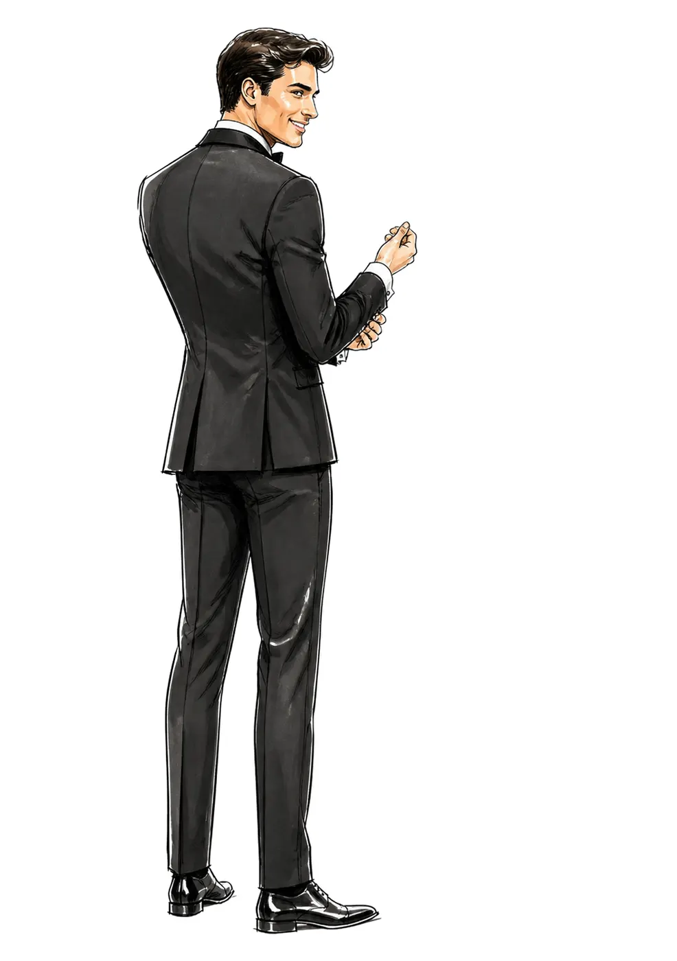 Groom, Back View, Fashion style