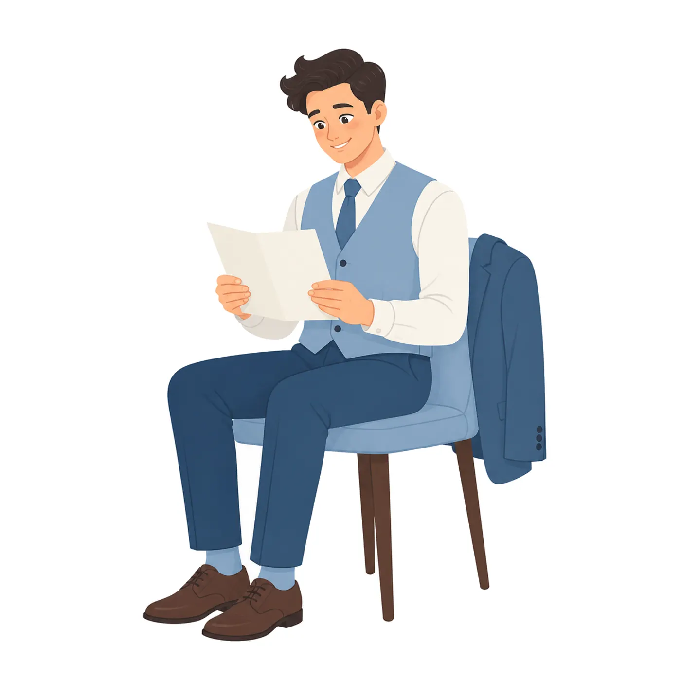 Groom Reading a Letter, Flat style