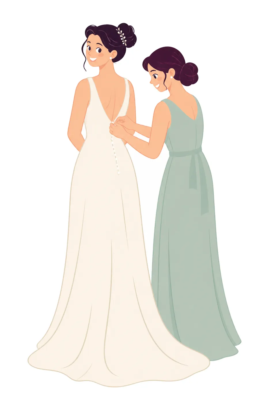 Fastening the Dress, Flat style