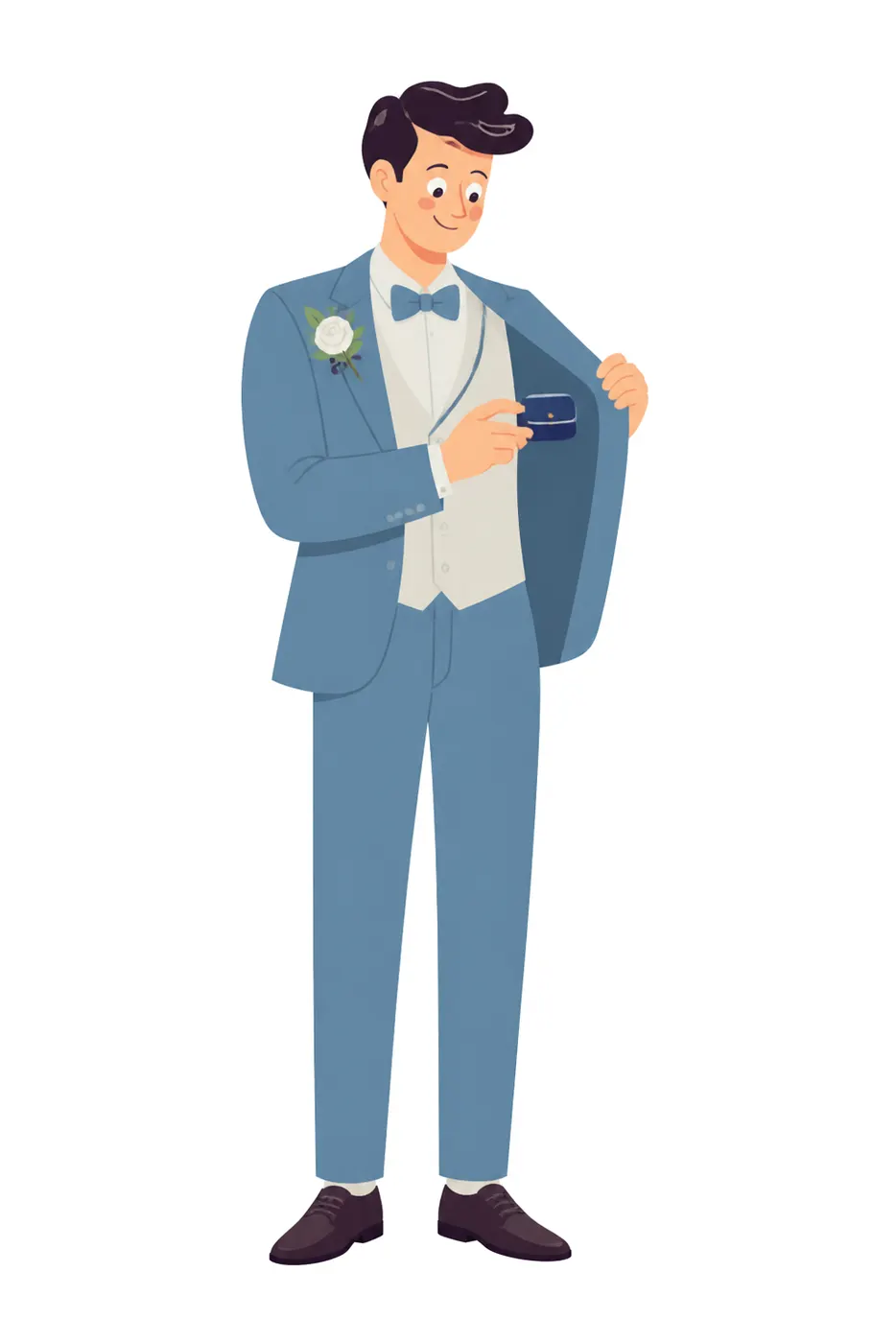 Best Man with Ring Box, Flat style