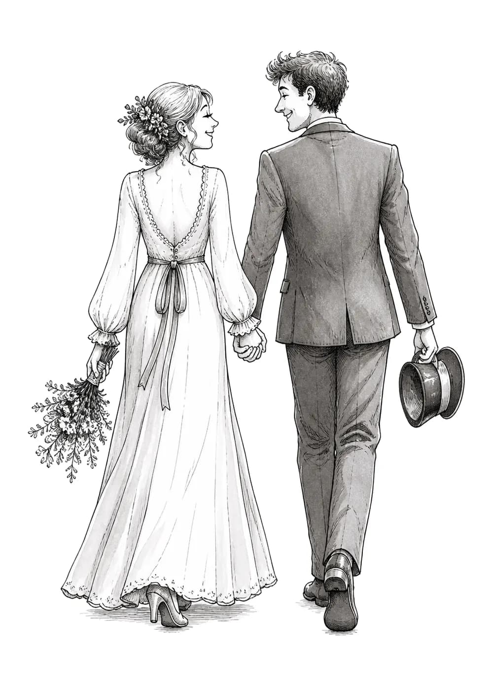 Couple, Back View, Curiosa style
