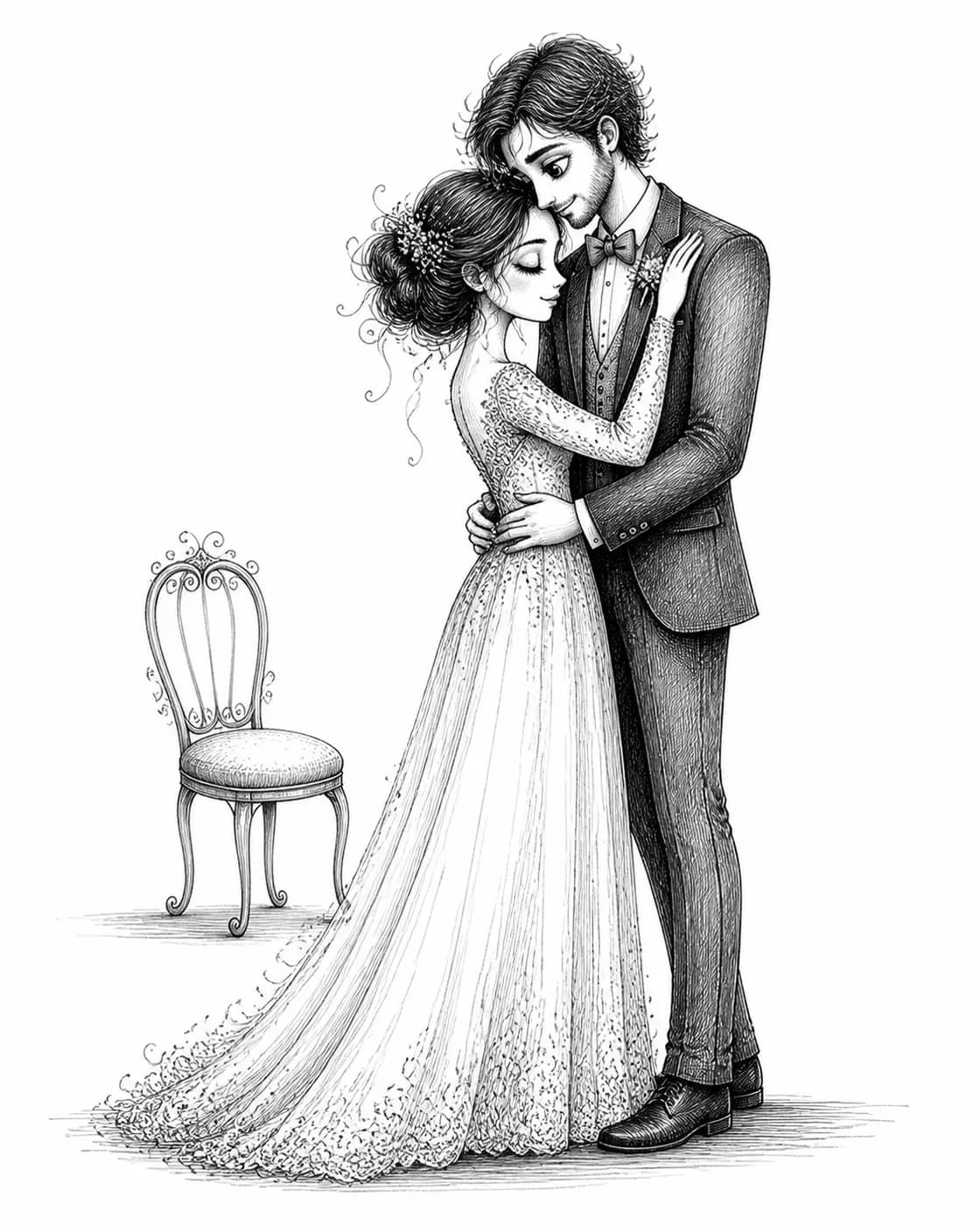 Quiet Dance, Whimsical ink style