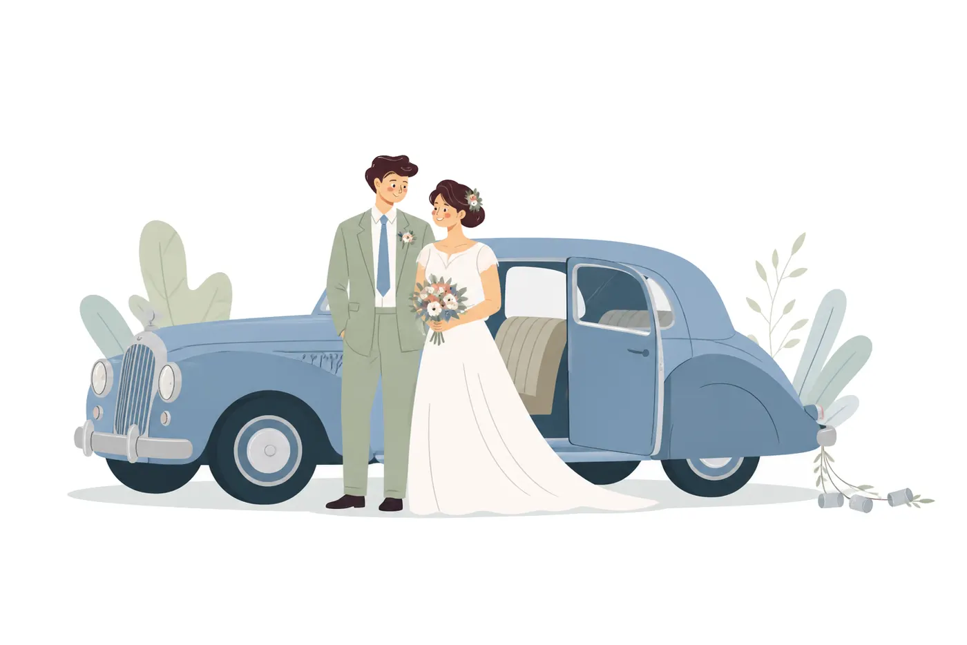 Classic Car Departure, Flat style
