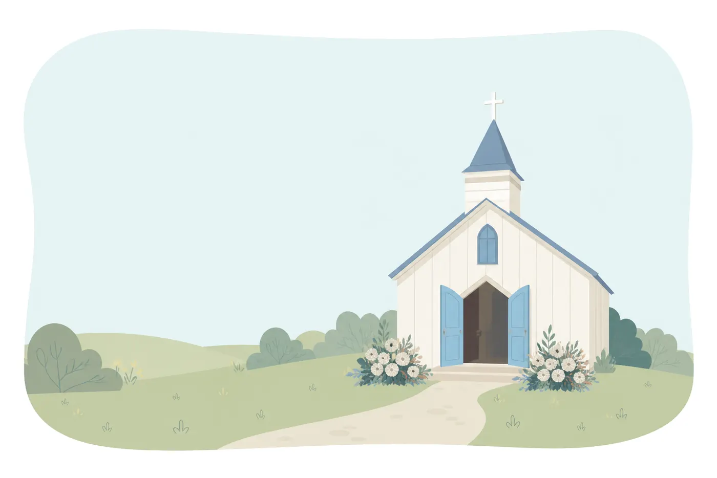 Country Church Arrival, Flat style