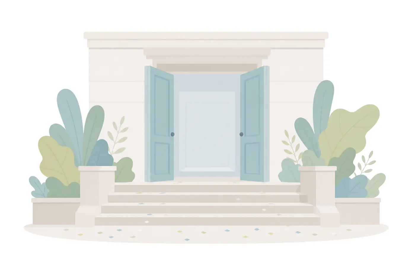 Registry Office Steps, Flat style
