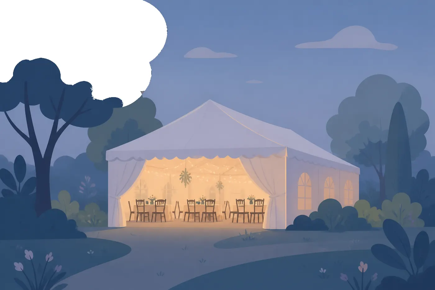 Marquee at Dusk, Flat style