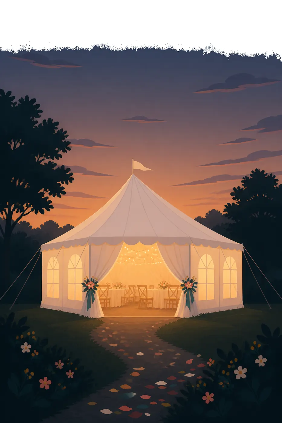 Marquee at Dusk, Graphical style