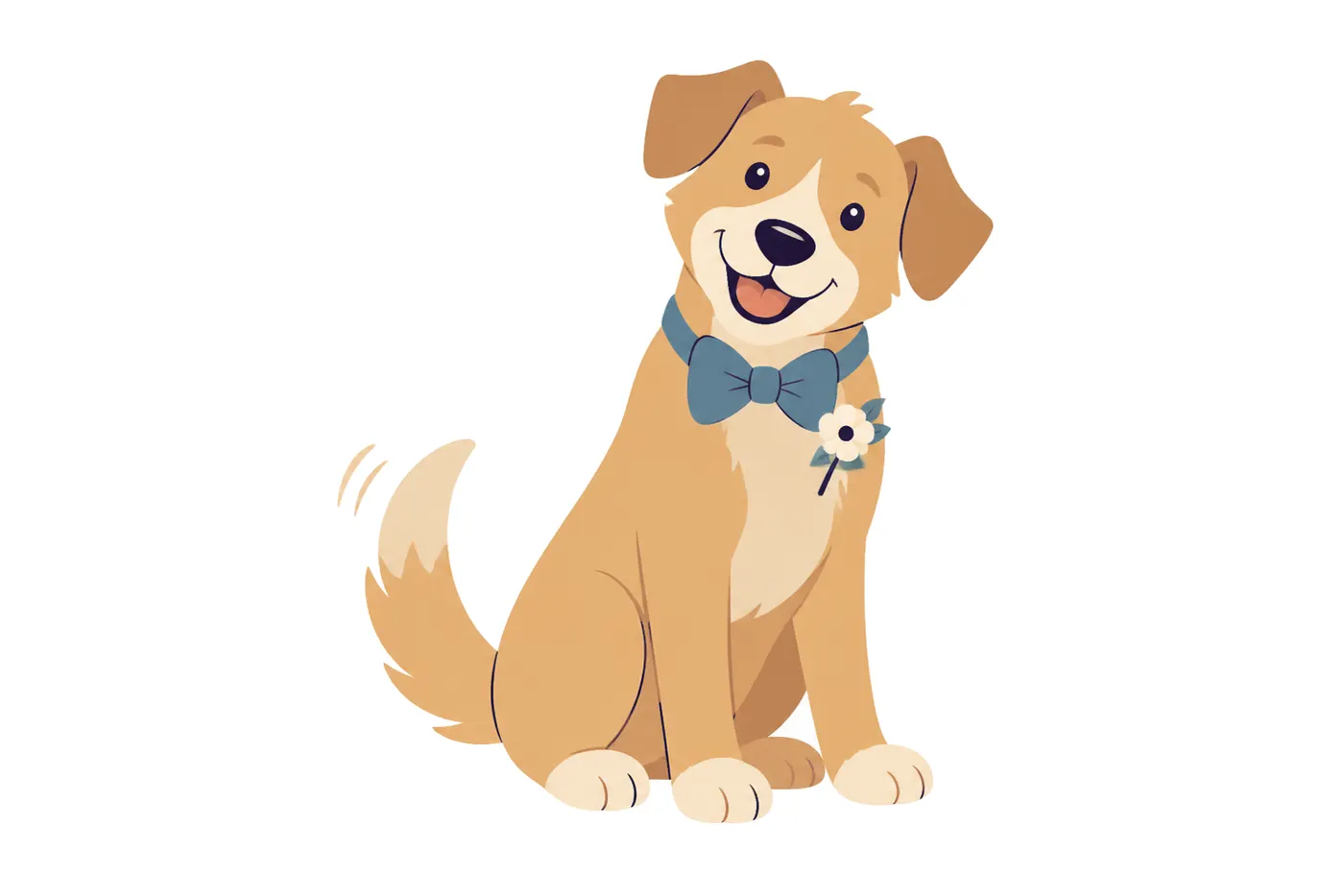 Dog in Bow Tie, Flat style
