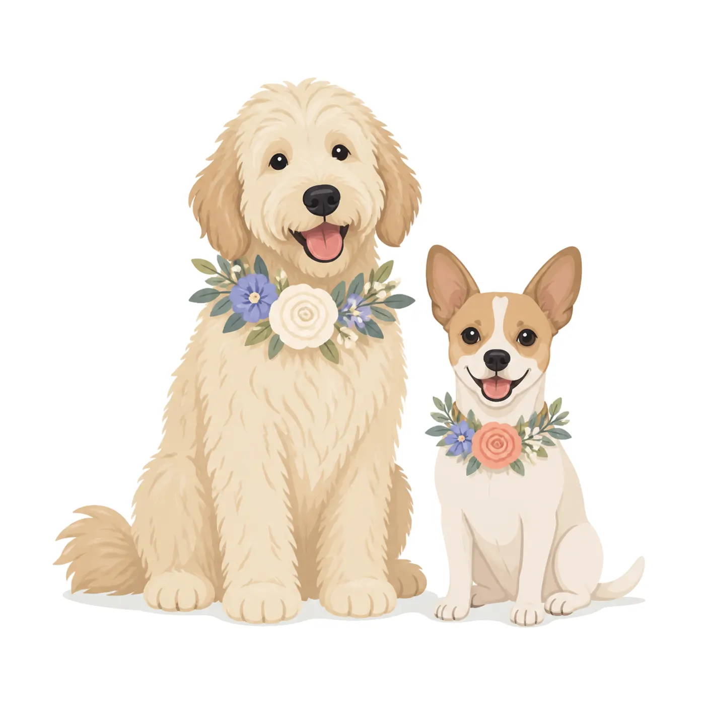 Two Wedding Dogs, Flat style