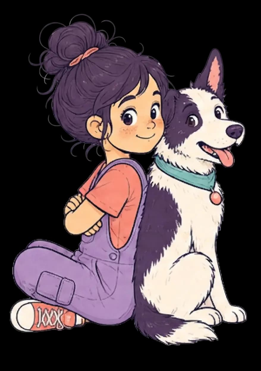 Ada and Fig sitting back to back