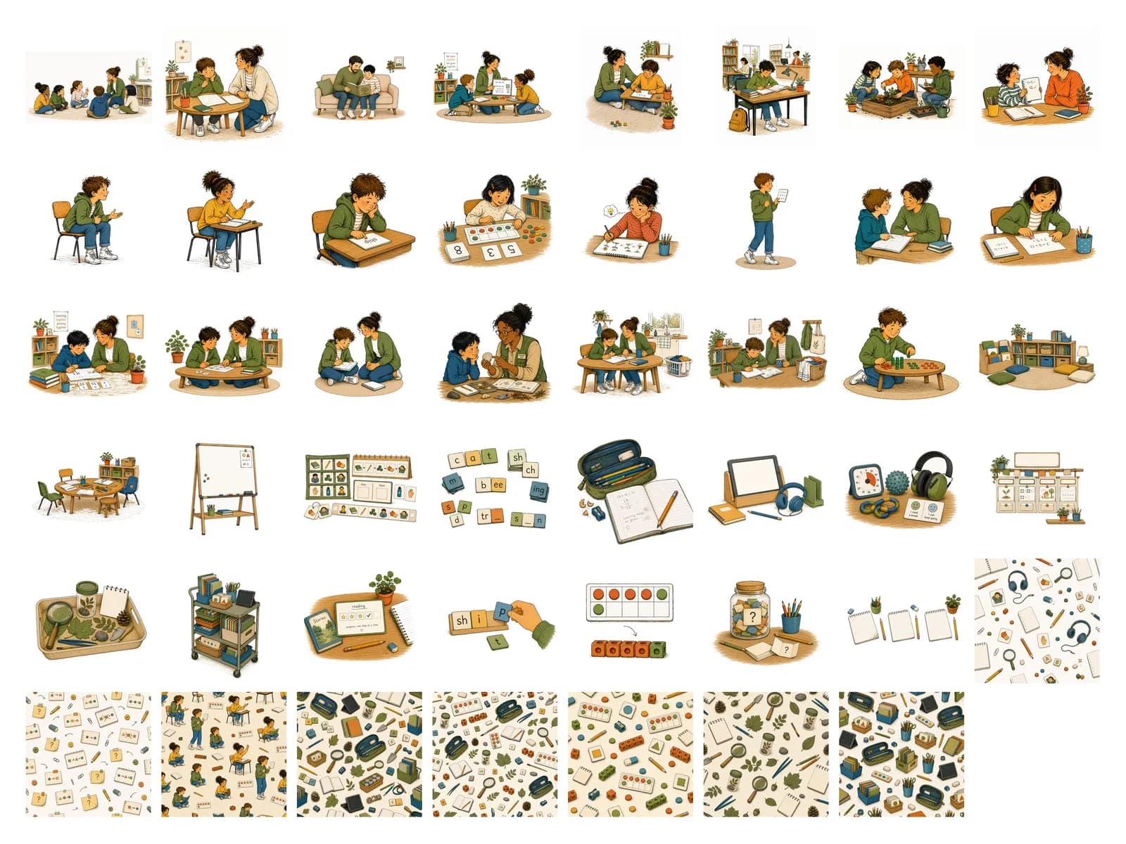 Learning Out Loud: every illustration in the collection on one sheet