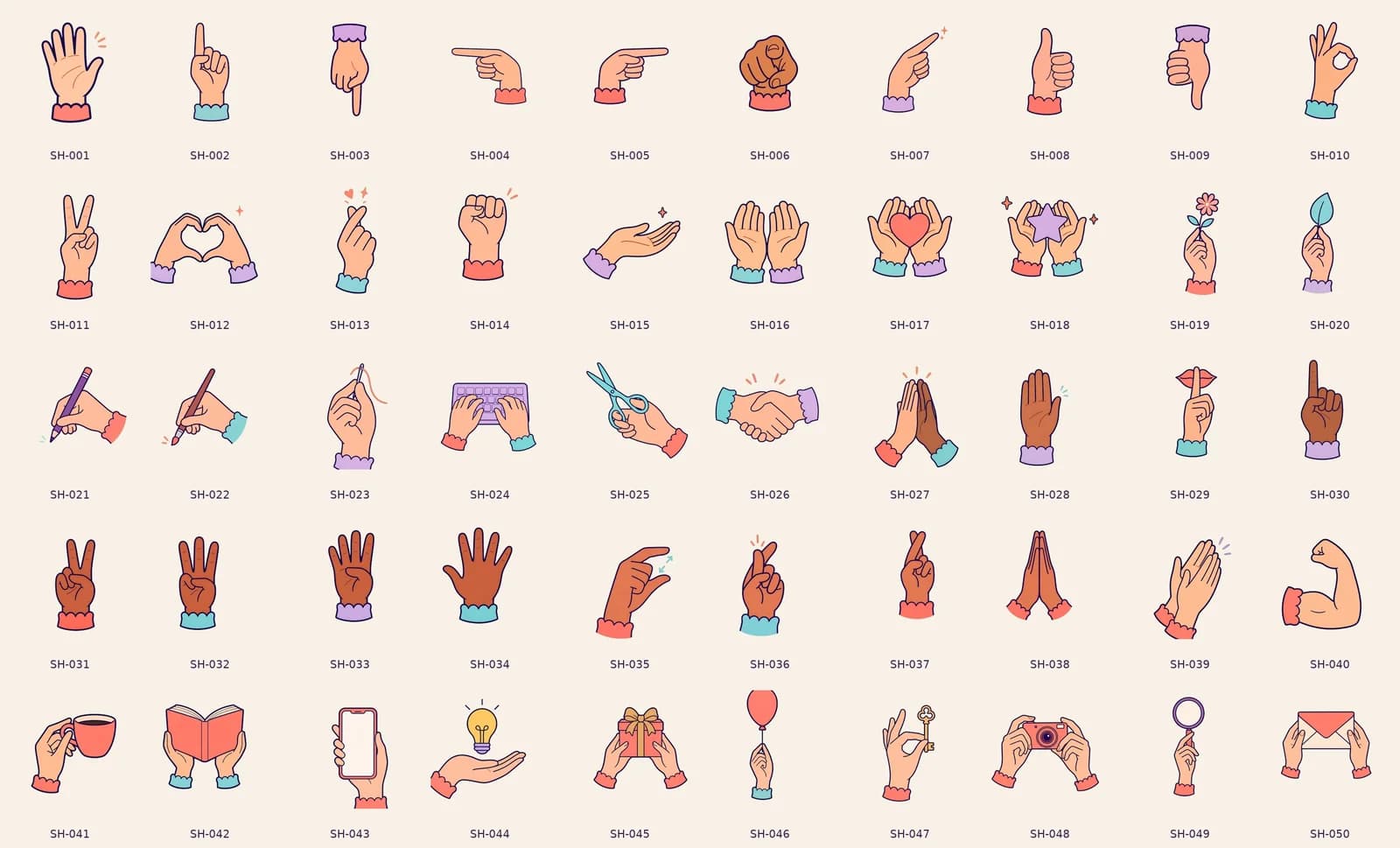 Show of Hands: every illustration in the collection on one sheet